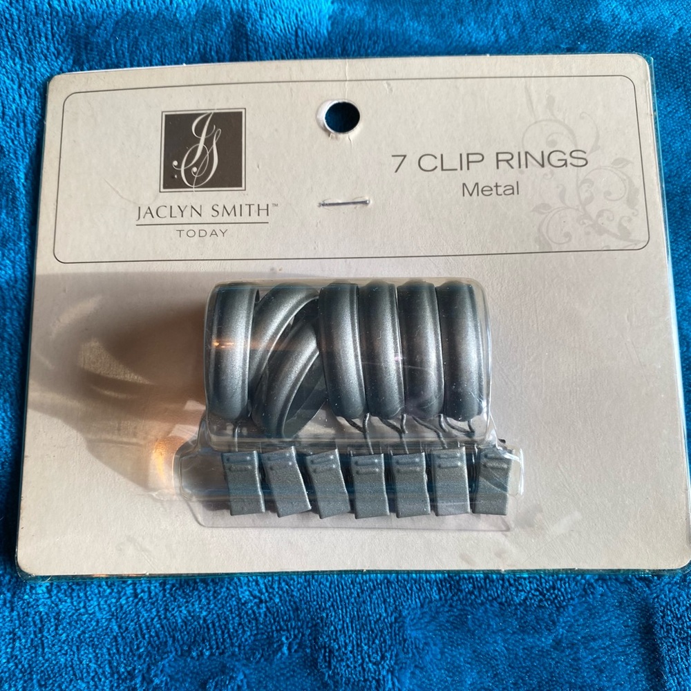Set of 7 Matte Silver /  Pewter Clip Rings for window / shower curtains